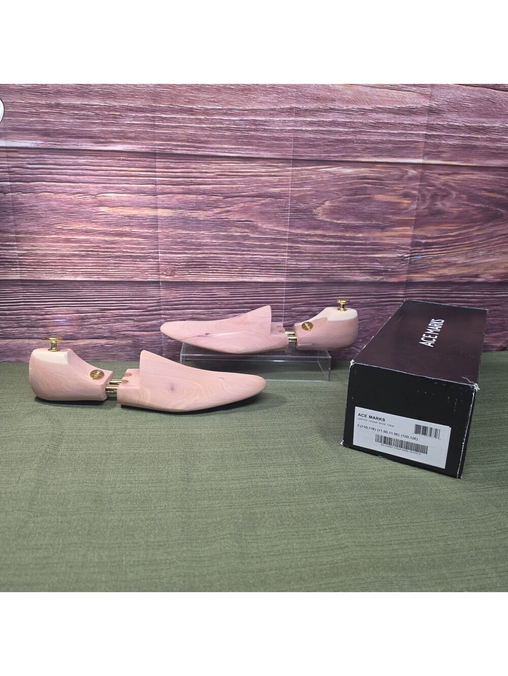 Ace Marks Lasted Cedar Shoe Trees Size 7 Fits Men's 11-12 Gold Hardware New